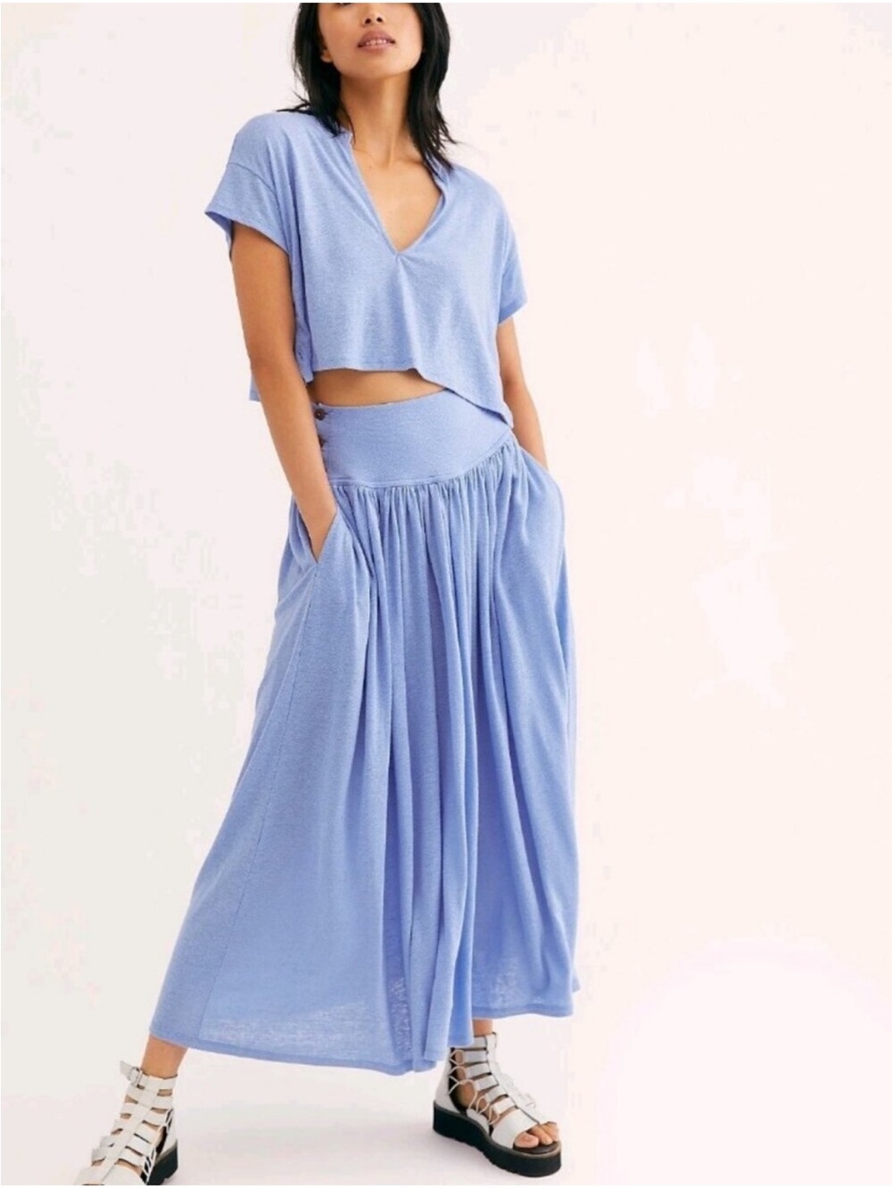 Free People Lavender Blue Two-Piece Skirt Set - Picture 2 of 2